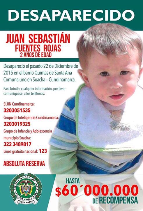 Se busca al menor Juan Sebastián Rojas, desaparecido en Soacha