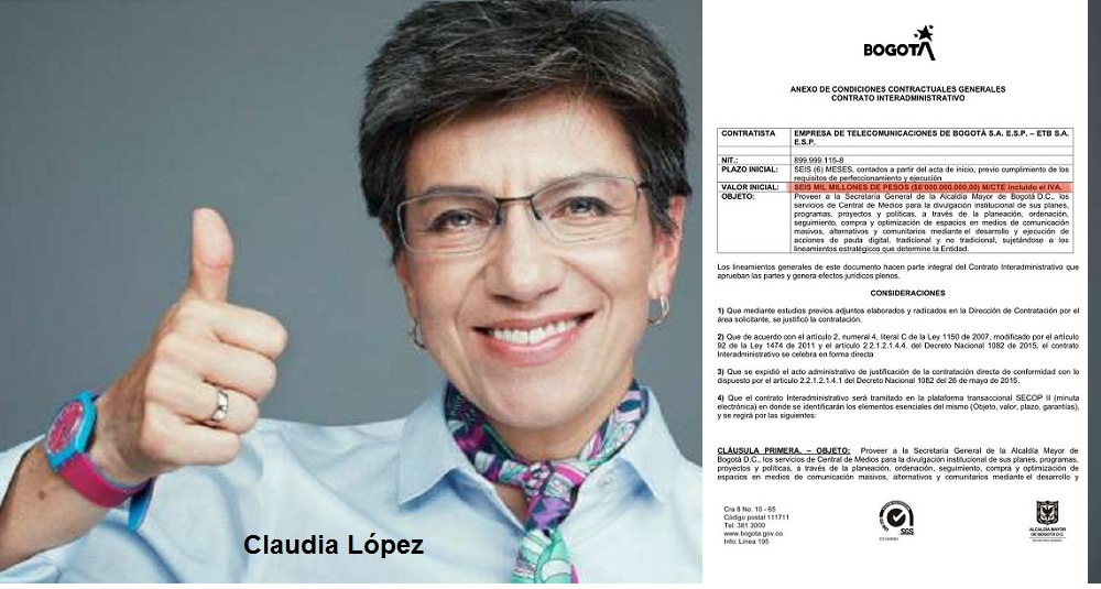 Claudia Lopez contrato publicidad