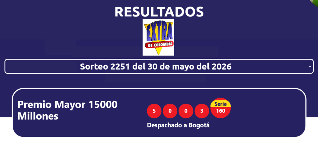 resultados sorteo extraordinario de colombia mayo2