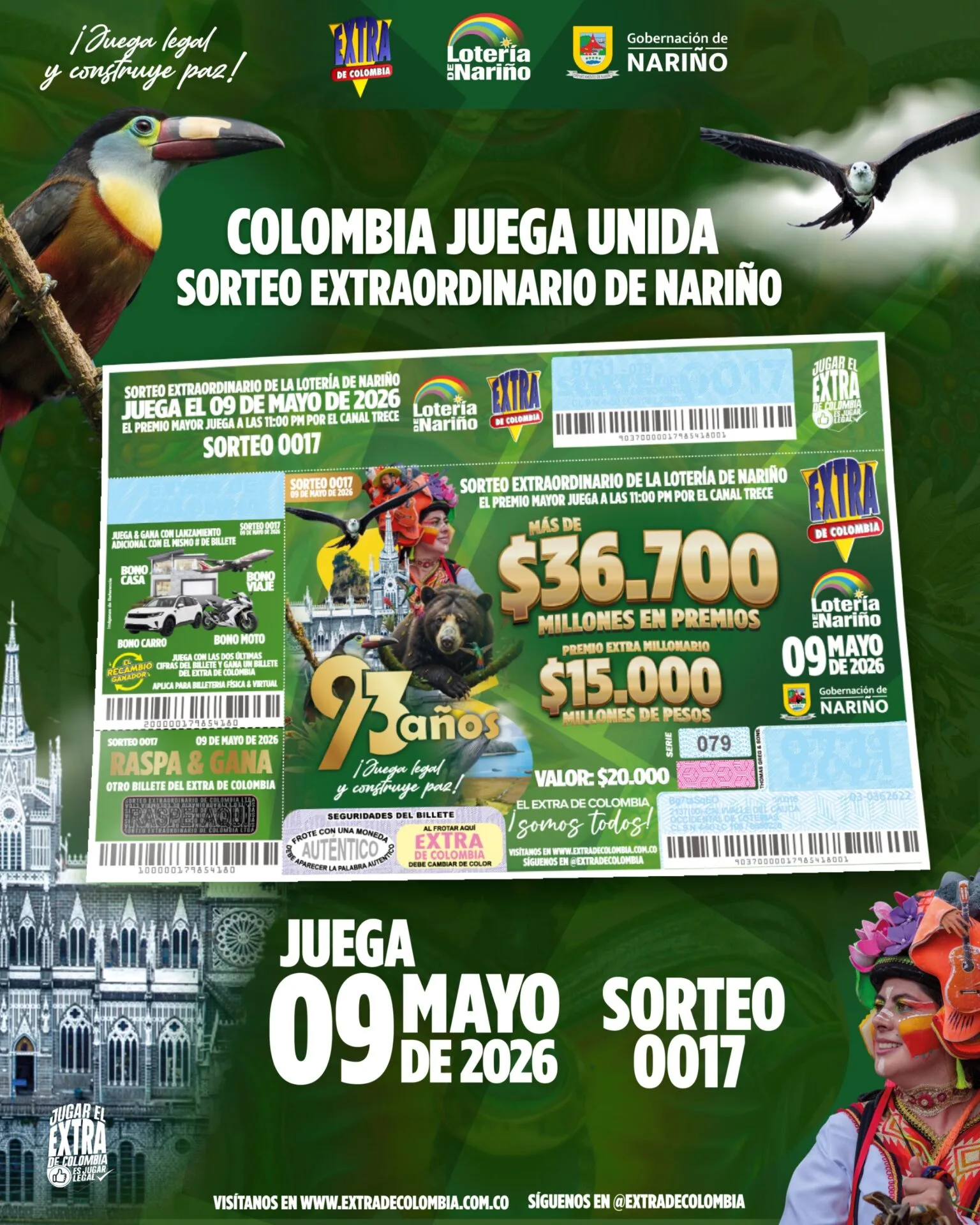 sorteo extra de col y loteria de nariño