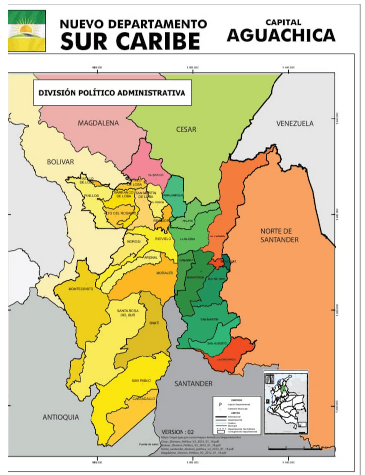 mapa departamento surcaribe