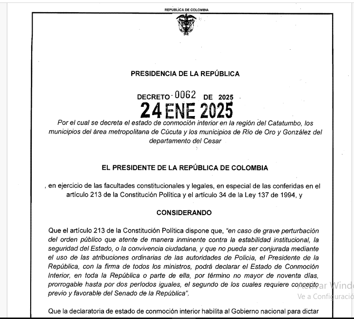 decreto de conmocion interior en el catatumbo1