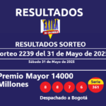 resultados sorteo extra 31 de may de 2025
