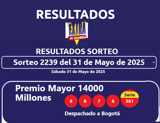 resultados sorteo extra 31 de may de 2025