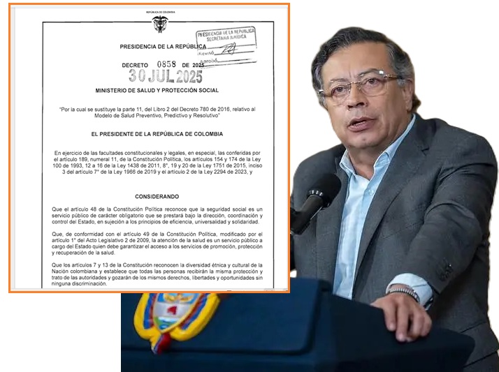 petro y decreto 0858 para reorganizar la salud