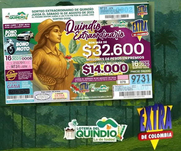 resultados sorteo loteria del quindio y extra de colombia ago 16 de 2025b