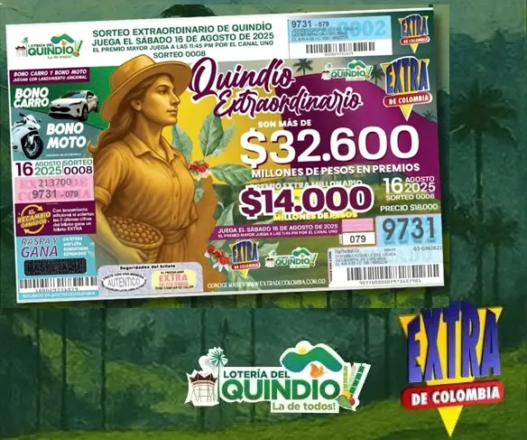 resultados sorteo loteria del quindio y extra de colombia ago 16 de 2025b
