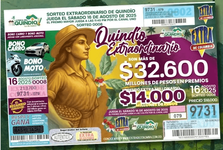 sorteo loteria del quindio y extra de colombia ago 16 de 2025b