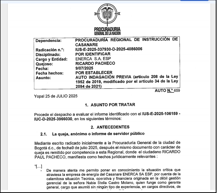 investigacion enerca en la procuraduria