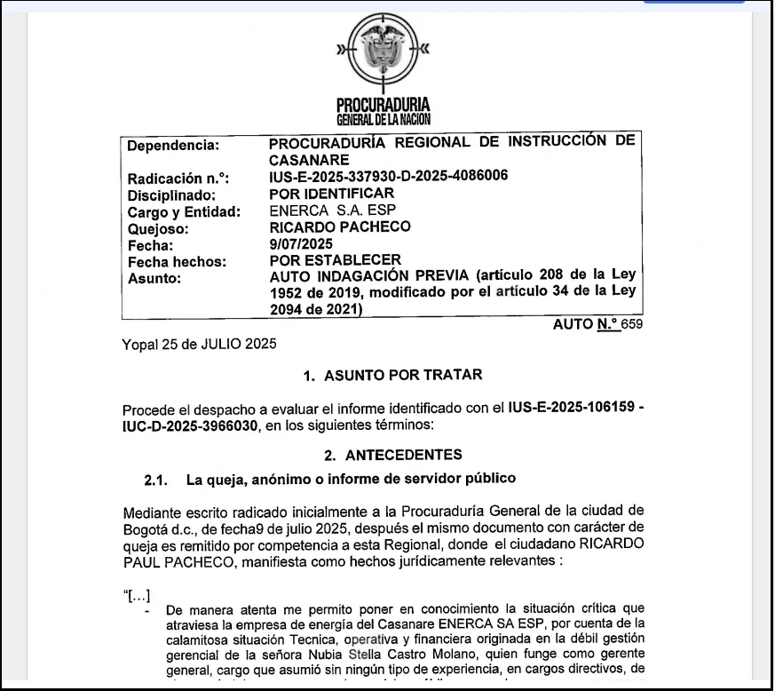 investigacion enerca en la procuraduria