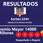 resultados sorteo extraordinario de colombia 25 oct de 2025 a