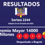 resultados sorteo extraordinario de colombia 25 oct de 2025 a