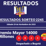 resultados sorteo extraordinario de colombia nov 2025
