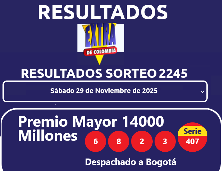 resultados sorteo extraordinario de colombia nov 2025