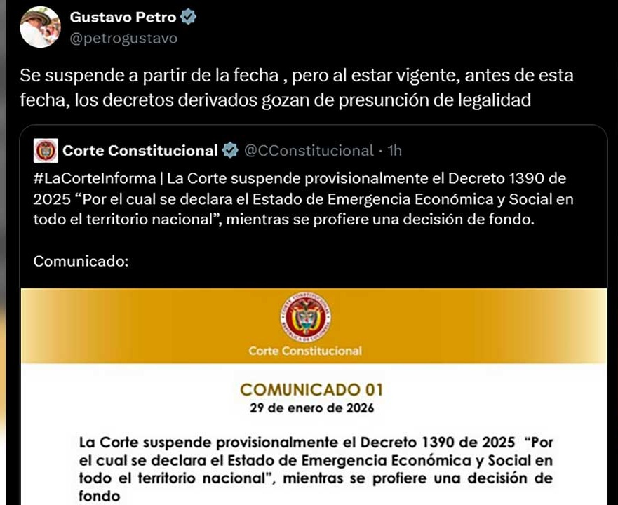 Trino del Presidente Petro sobre emergencia economica