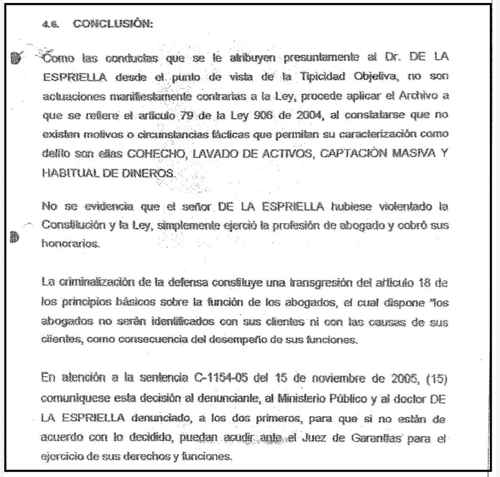 archivo del caso contra abelardo de la espriella