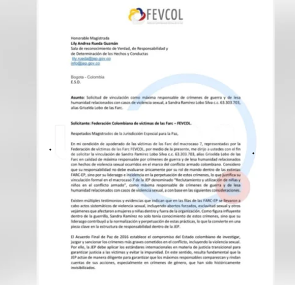 comunicado de victimas contra sandra ramirez