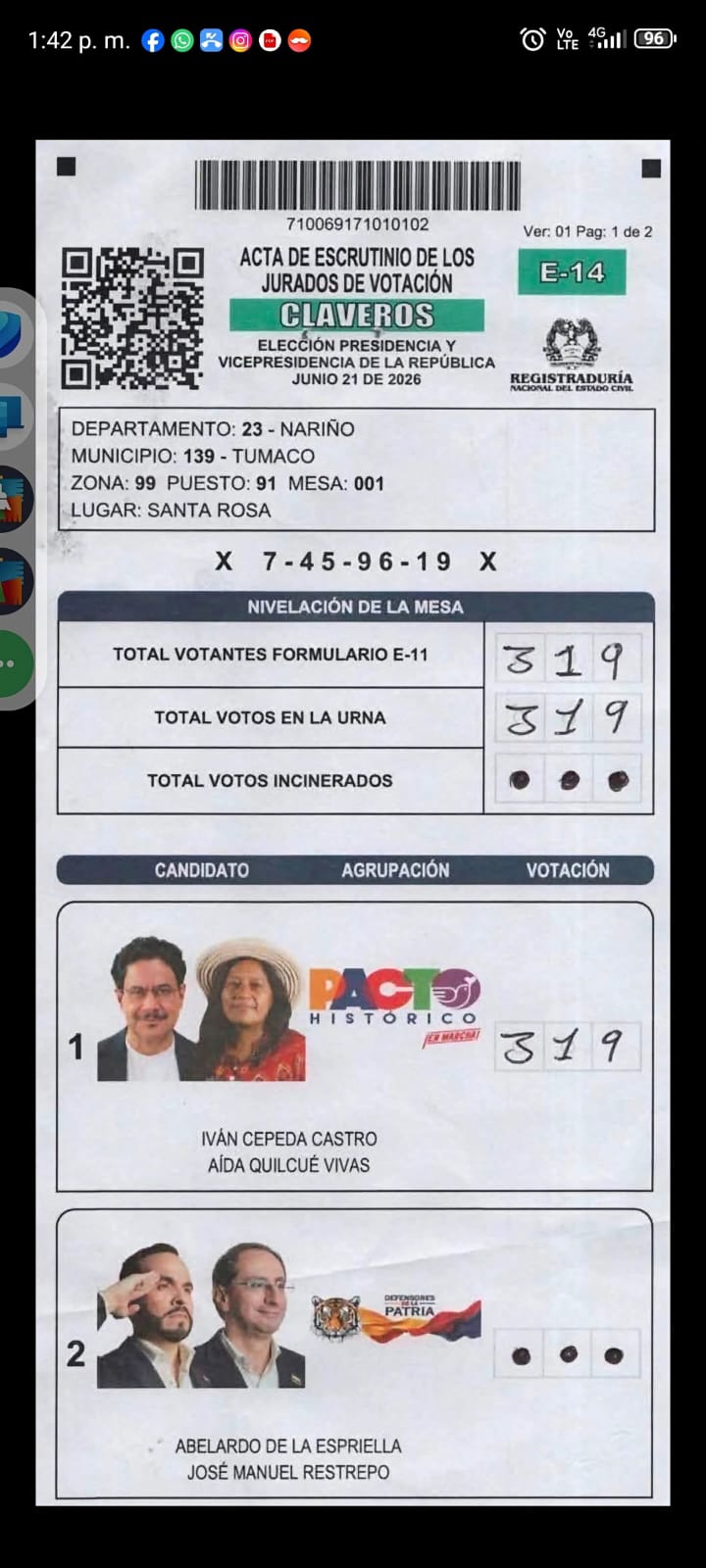 tumaco puesto 91