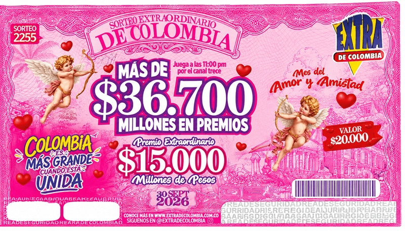 billete extra de col amor y amistad sept 30 de 2026
