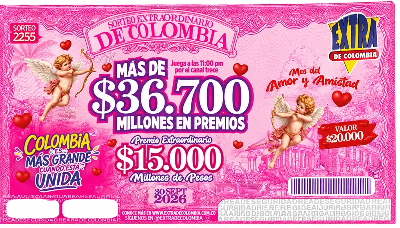 billete extra de col amor y amistad sept 30 de 2026
