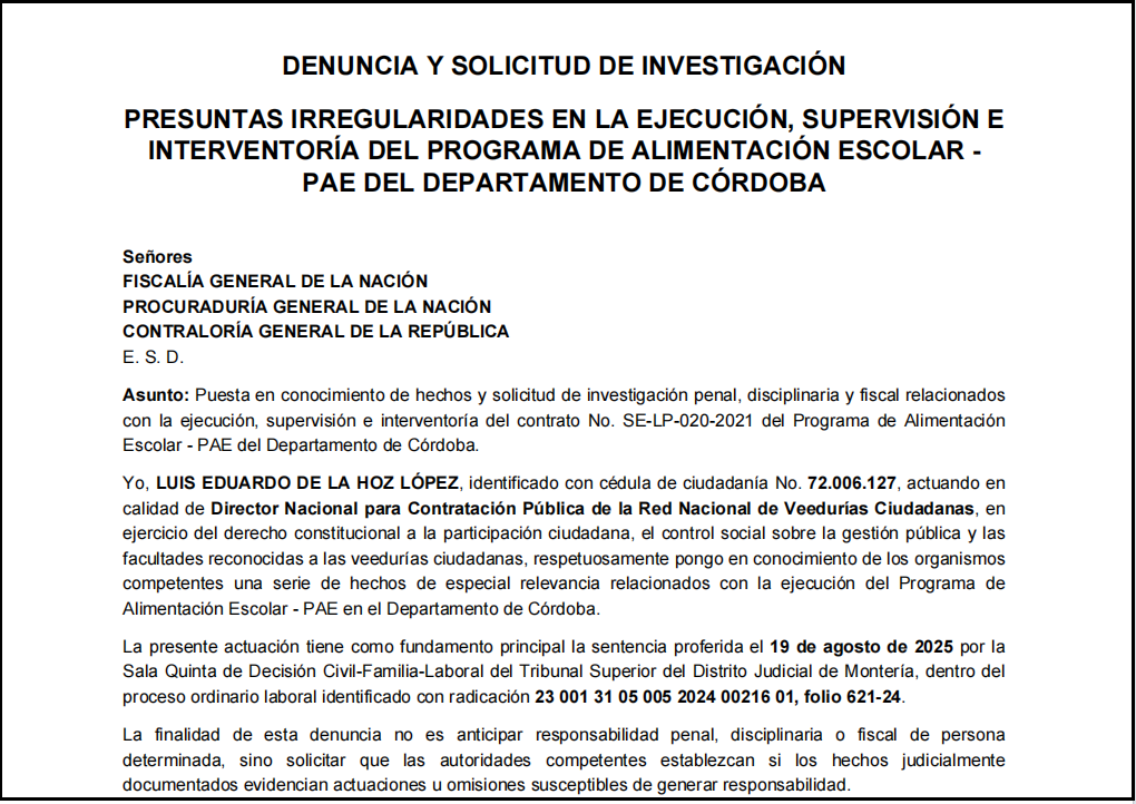 denuncia de luis de la hoz sobre el pae