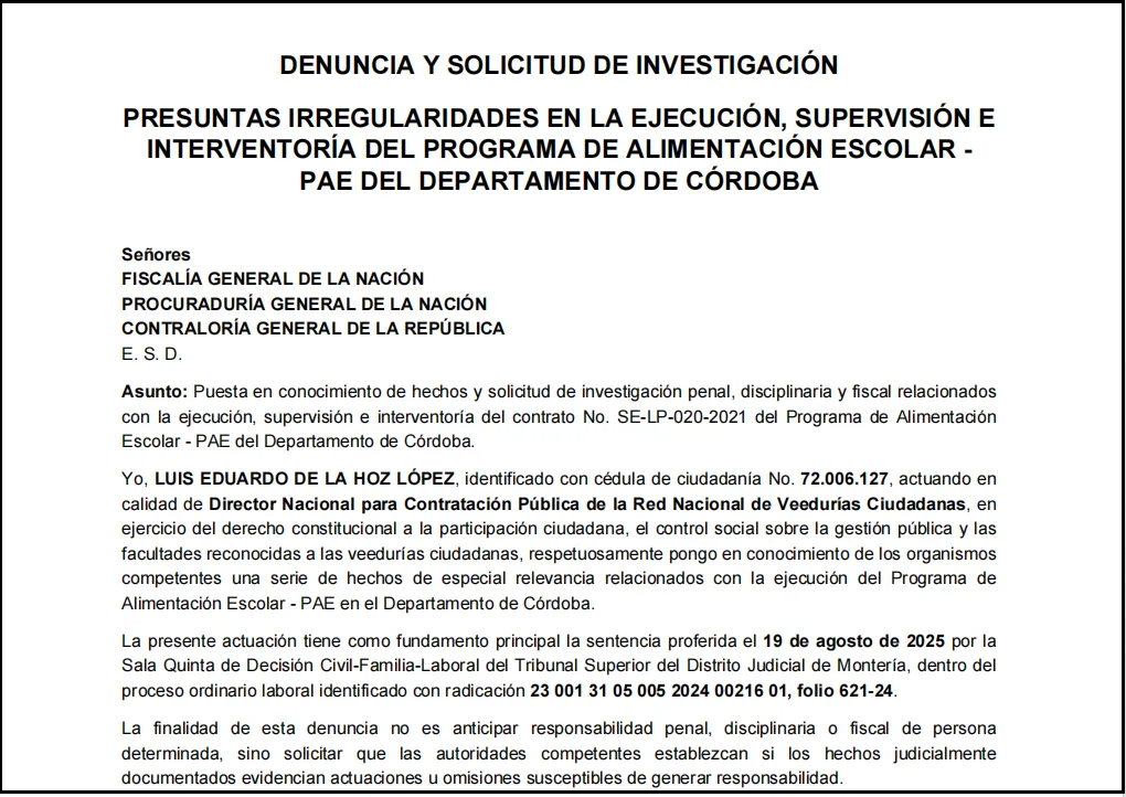 denuncia de luis de la hoz sobre el pae